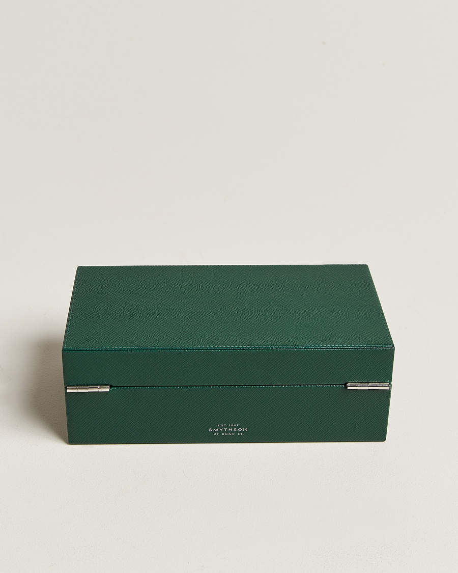 Mies | Smythson Panama Lockable Watch And Cufflink Box Forest Green | Smythson | Panama Lockable Watch And Cufflink Box Forest Green