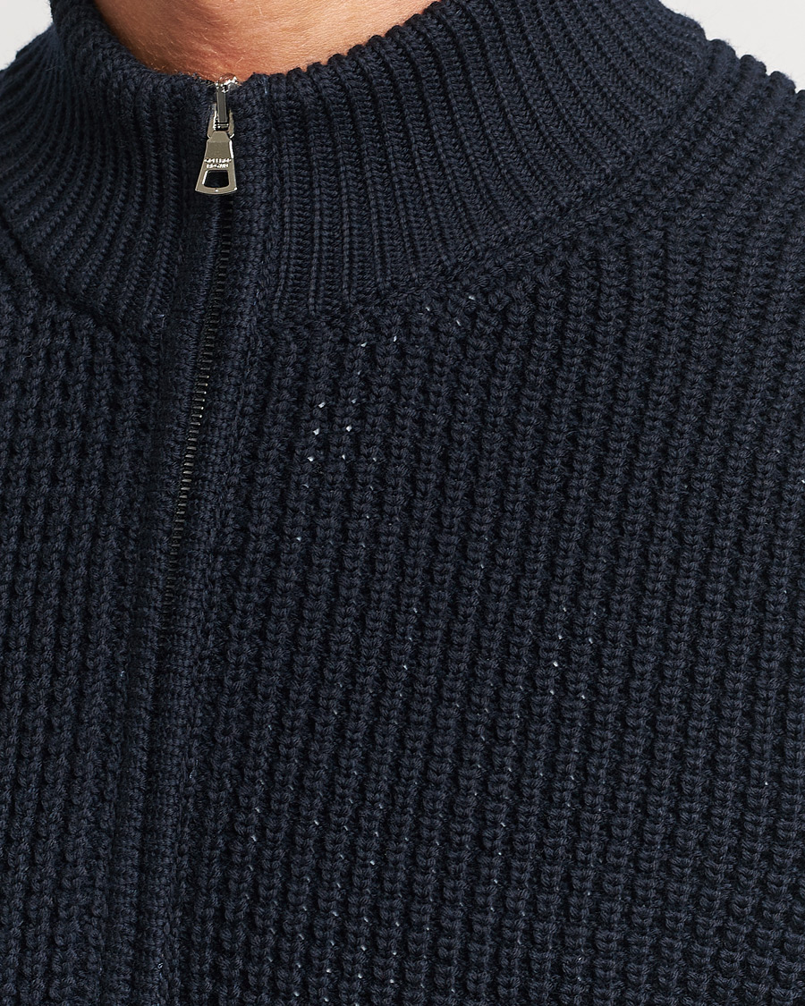 Mies | Puserot | Orlebar Brown | Swan Merino Seed Stich Full Zip Night Iris