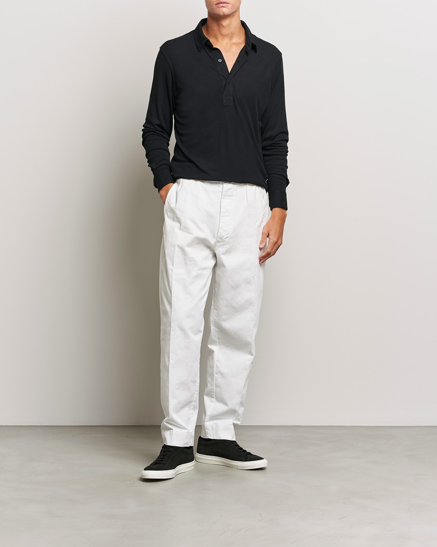 Mies | Puserot | Orlebar Brown | Sebastian Long Sleeve Cashmere Polo Black