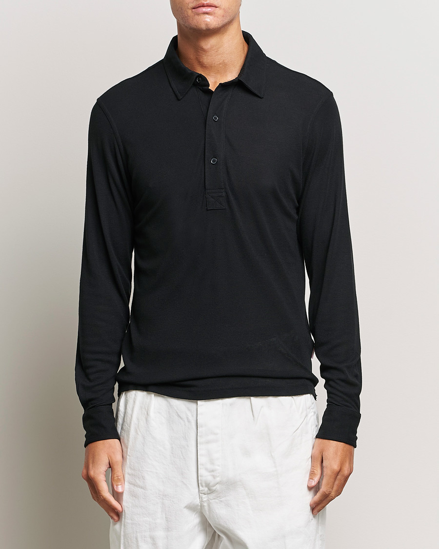 Mies | Puserot | Orlebar Brown | Sebastian Long Sleeve Cashmere Polo Black