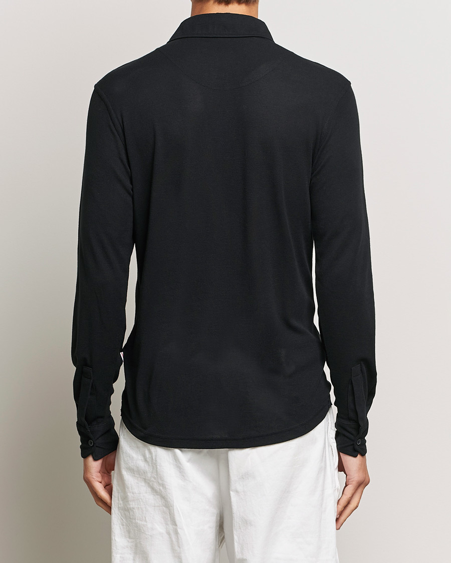 Mies | Puserot | Orlebar Brown | Sebastian Long Sleeve Cashmere Polo Black