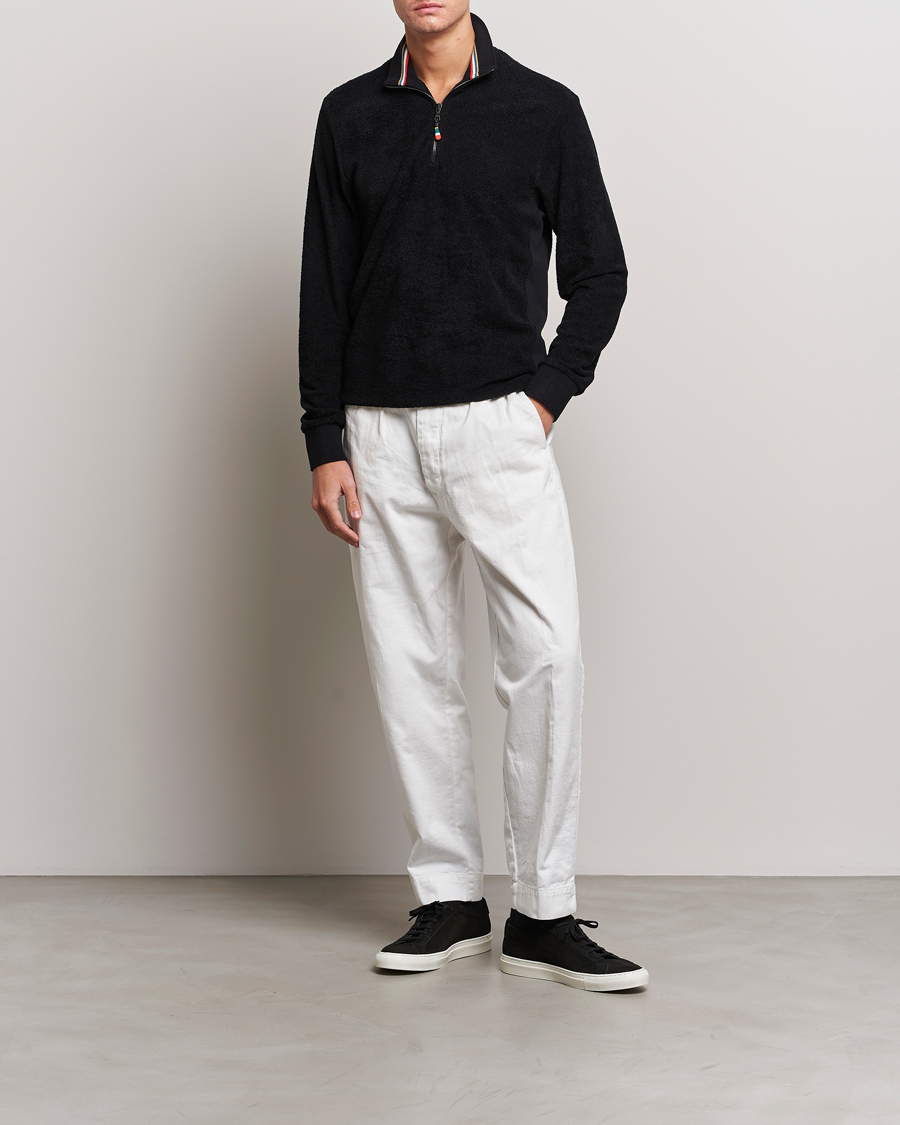 Mies | Puserot | Orlebar Brown | Isar Mix Texture Half-Zip Black