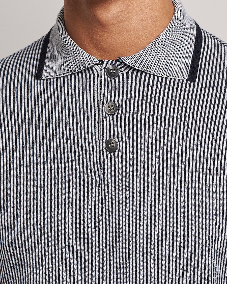 Mies | Puserot | Giorgio Armani | English Rib Knitted Polo Shirt Navy/White
