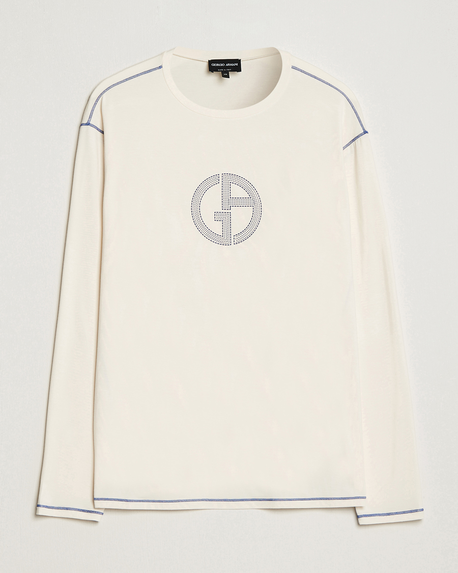 Mies | Puserot | Giorgio Armani | Soft Viscose Jersey Pullover Ivory