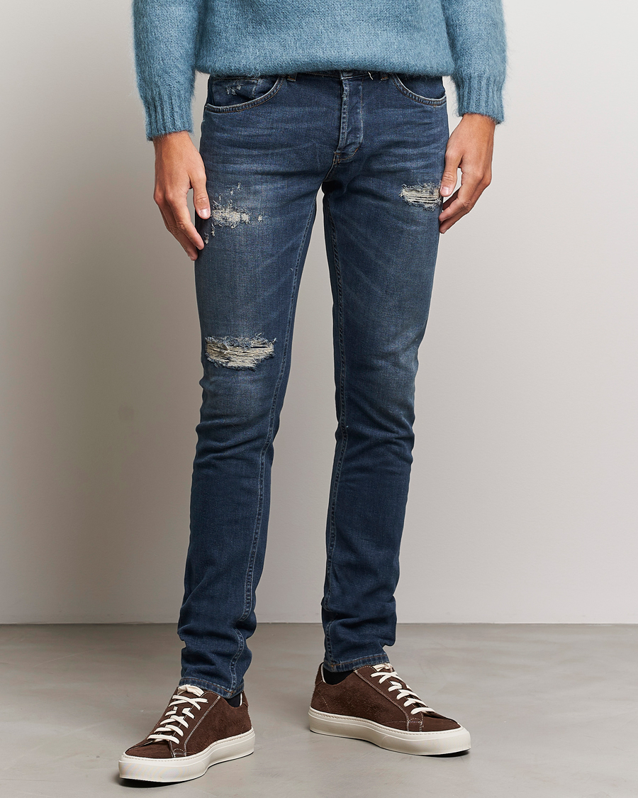 Mies | Farkut | Dondup | George Destroyed Jeans Dark Blue