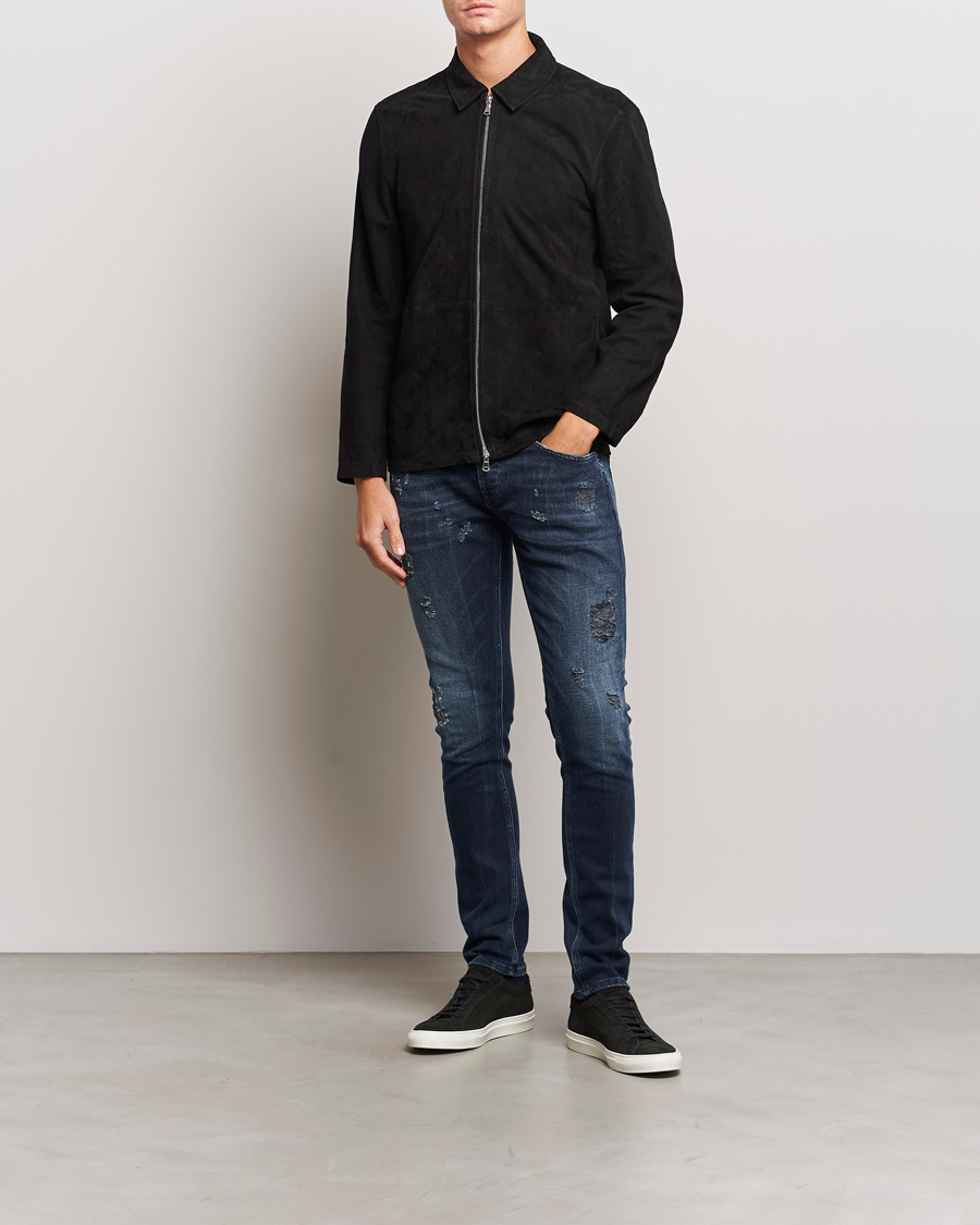 Mies | Farkut | Dondup | George Destroyed Jeans Blue Black