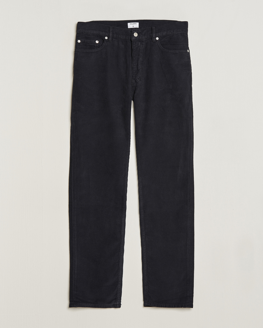 Mies | Housut | Filippa K | Straight Fit Garment Dyed Corduroy Pants Black