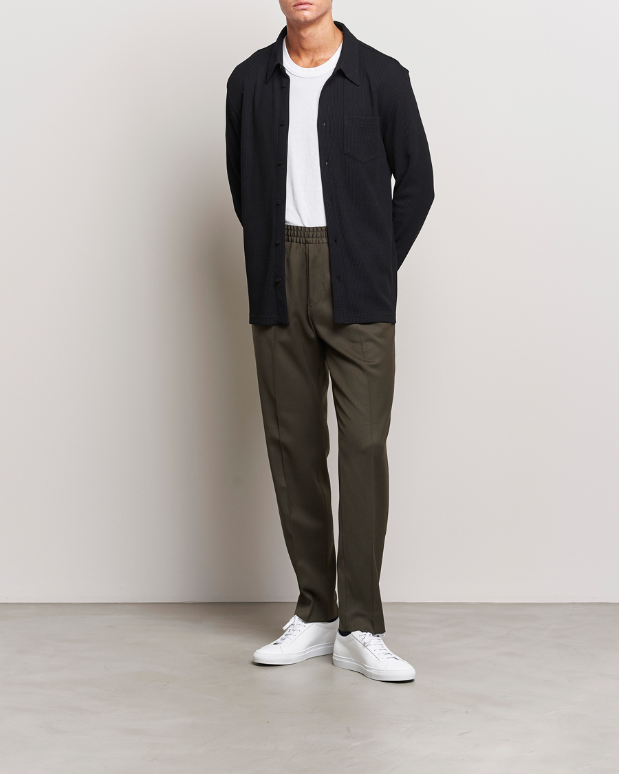 Mies | Housut | Filippa K | Relaxed Terry Wool Trousers Dark Forest Green