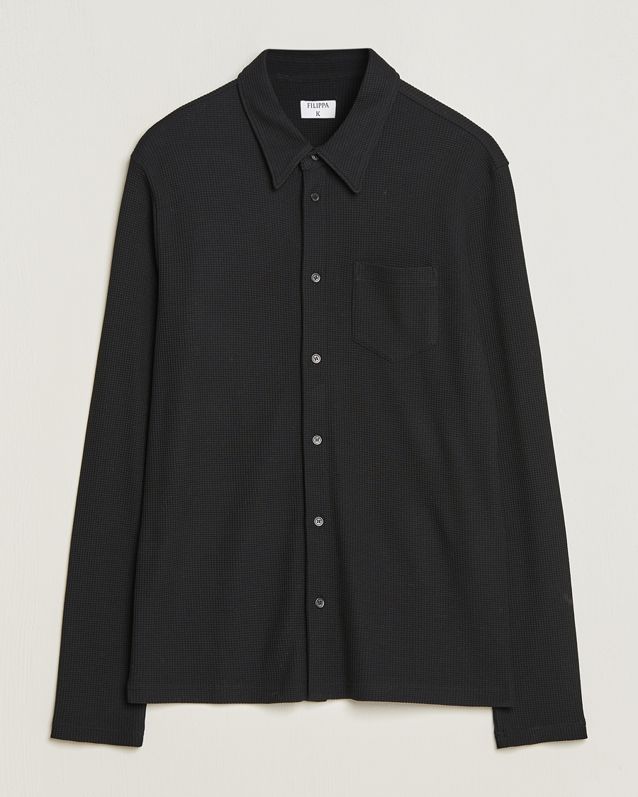 Mies | Kauluspaidat | Filippa K | Waffle Jersey Shirt Black