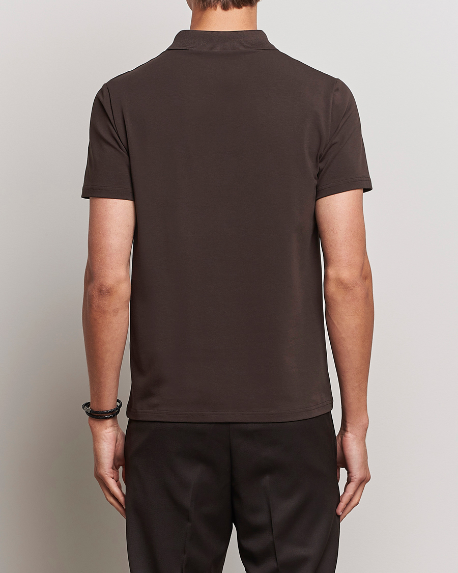 Mies | Pikeet | Filippa K | Soft Lycra Polo T-Shirt Dark Chocolate