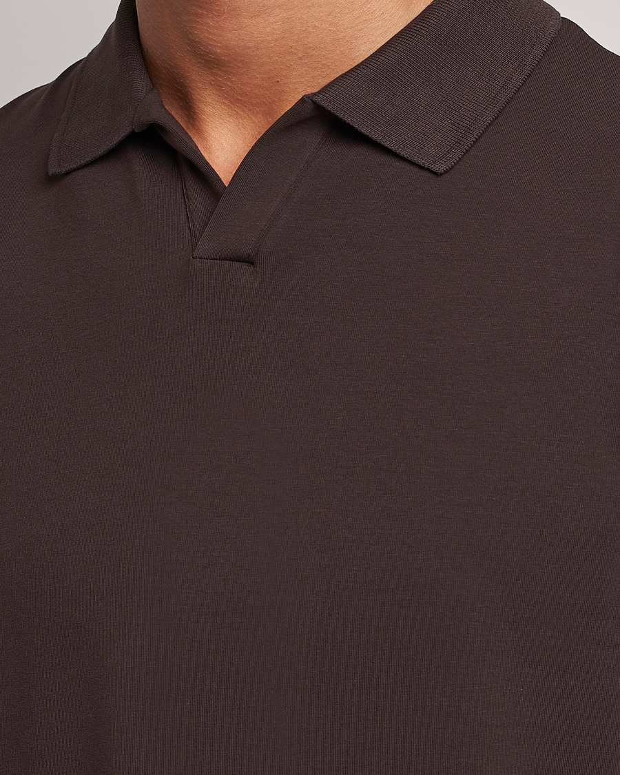 Mies | Pikeet | Filippa K | Soft Lycra Polo T-Shirt Dark Chocolate
