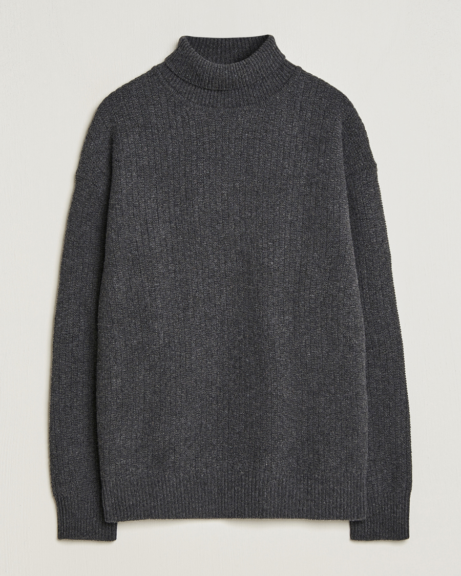 Mies | Poolot | Filippa K | Wool Structured Polo Anthracite Melange