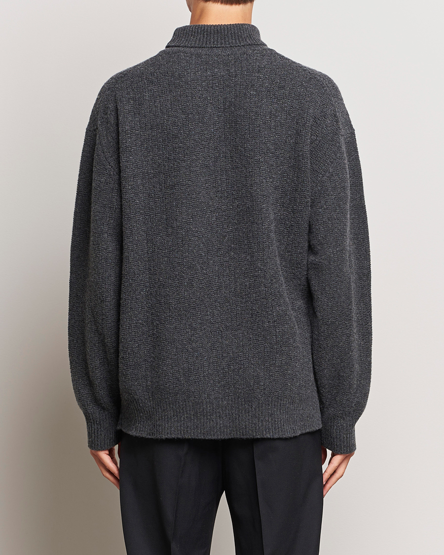 Mies | Puserot | Filippa K | Wool Structured Polo Anthracite Melange
