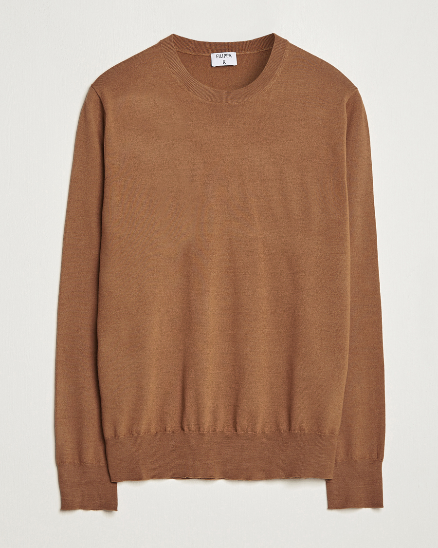 Mies | Puserot | Filippa K | Merino Round Neck Sweater Camel