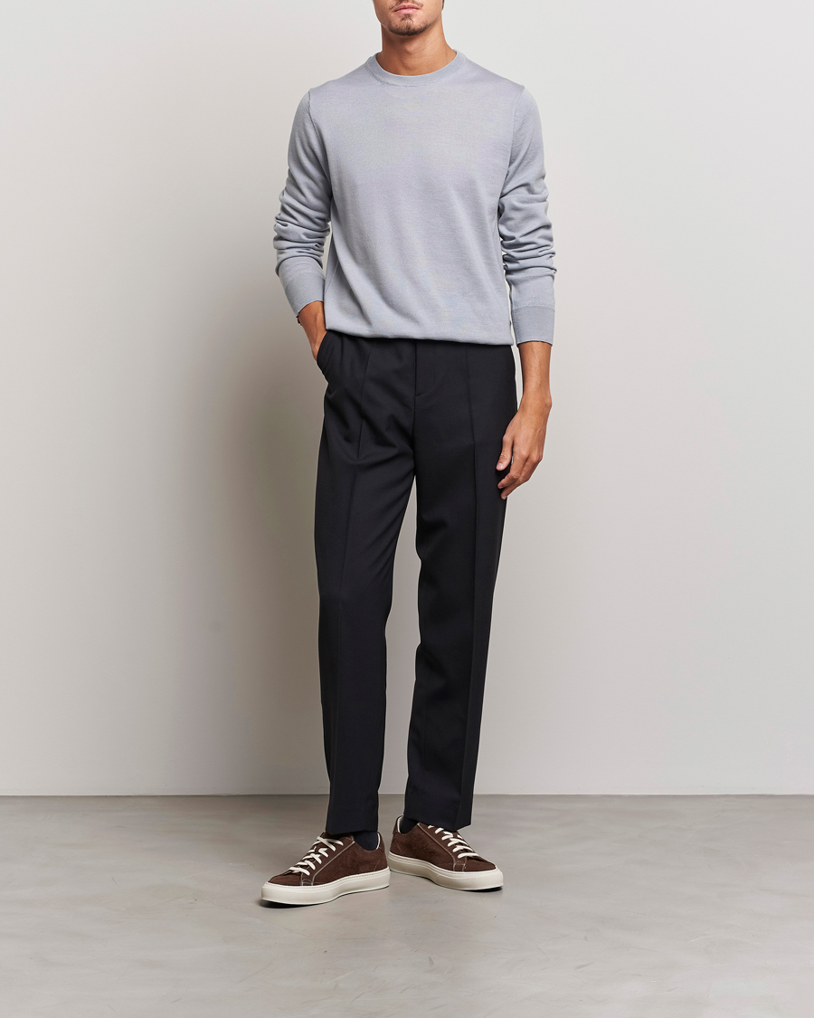 Mies | Puserot | Filippa K | Merino Round Neck Sweater Fog Blue