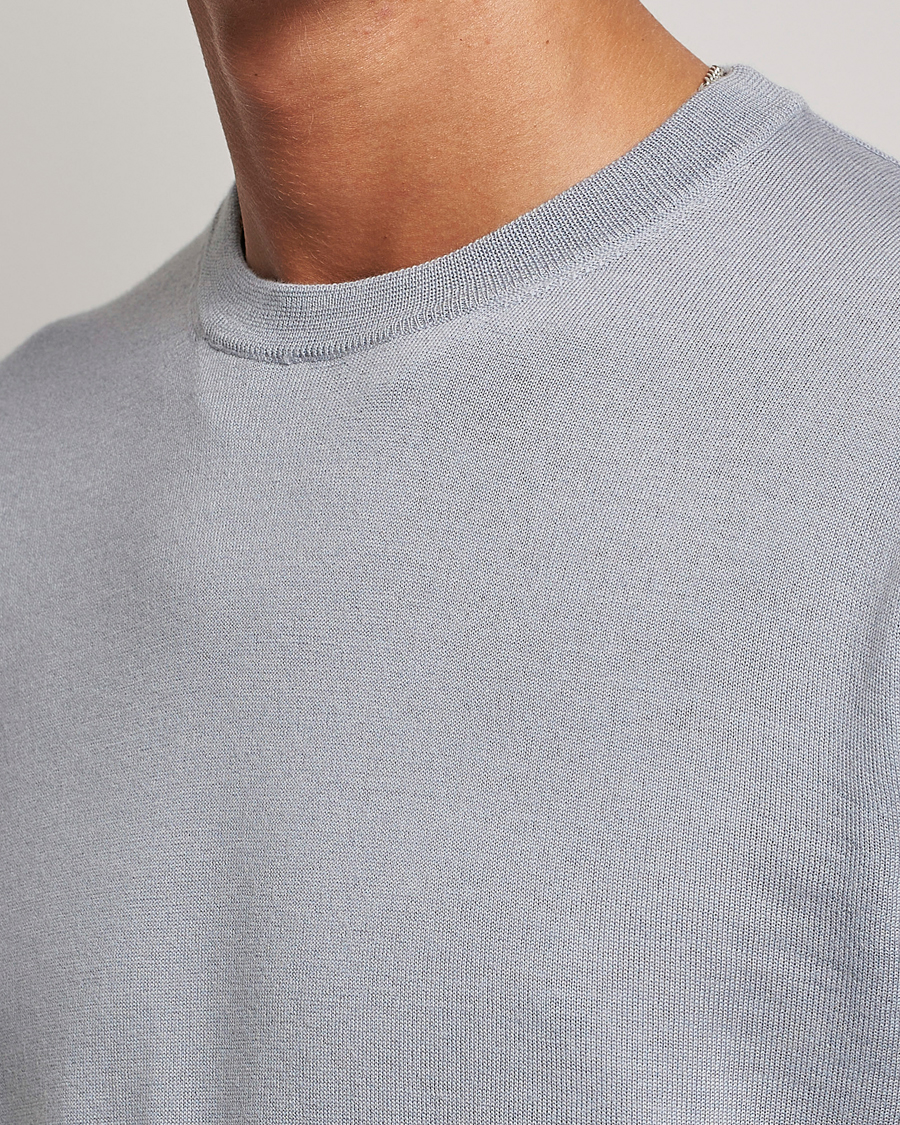 Mies | Puserot | Filippa K | Merino Round Neck Sweater Fog Blue