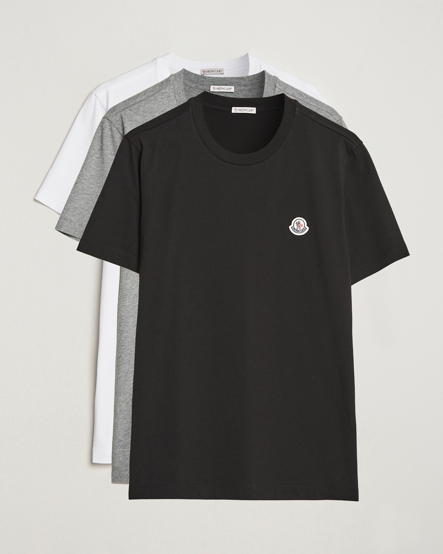 Mies | T-paidat | Moncler | 3-Pack Logo T-Shirt Black/Grey/White