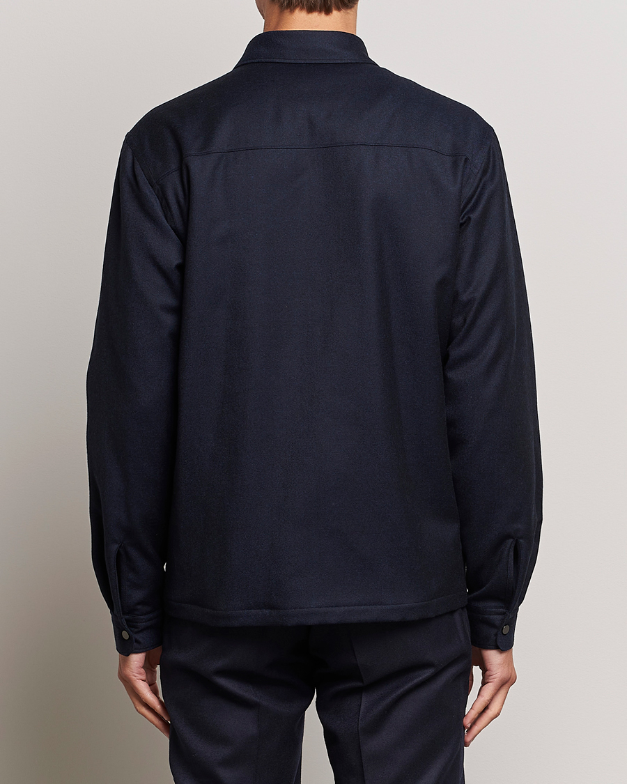 Mies | Takit | Zegna | Techmerino Flannel Shirt Jacket Navy