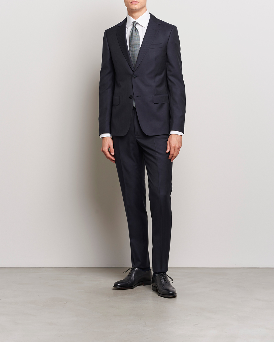 Mies | Puvut | Zegna | Tailored Tonal Stripe Wool Suit Navy