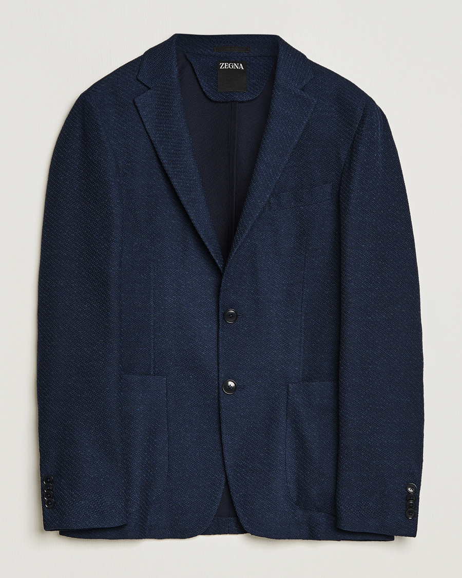 Mies | Zegna | Zegna | Unconstructed Structured Wool Blazer Navy