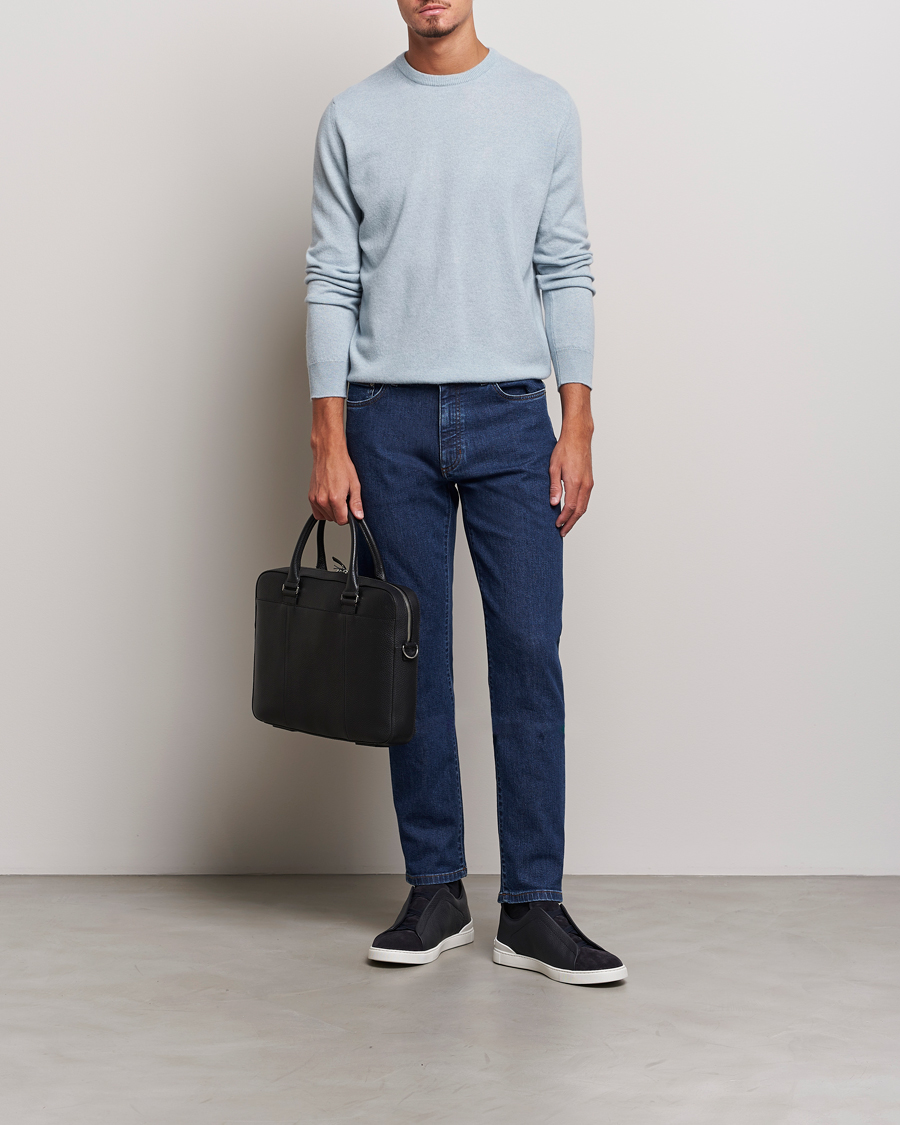 Mies | Puserot | Zegna | Oasi Cashmere Crew Neck Light Blue