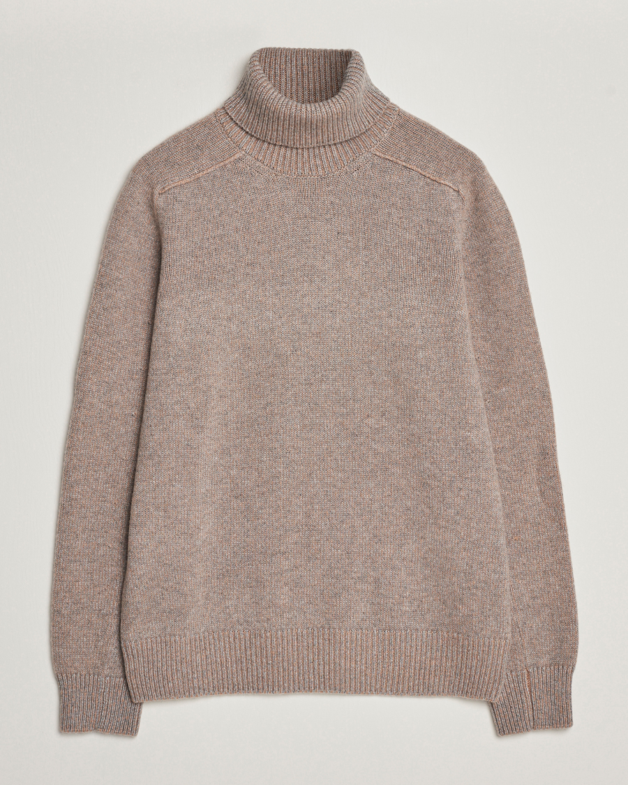 Mies | Puserot | Zegna | 5 Gauge Cashmere Rollneck Beige Melange
