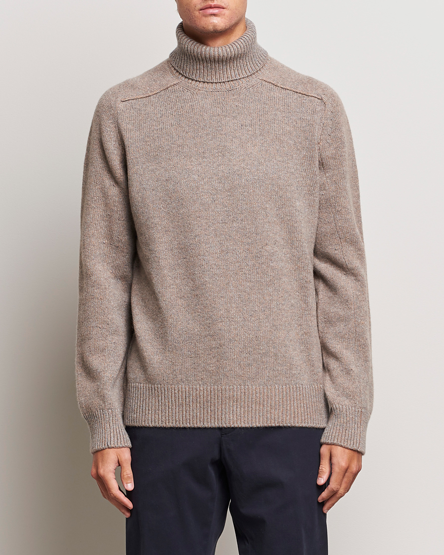 Mies | Puserot | Zegna | 5 Gauge Cashmere Rollneck Beige Melange