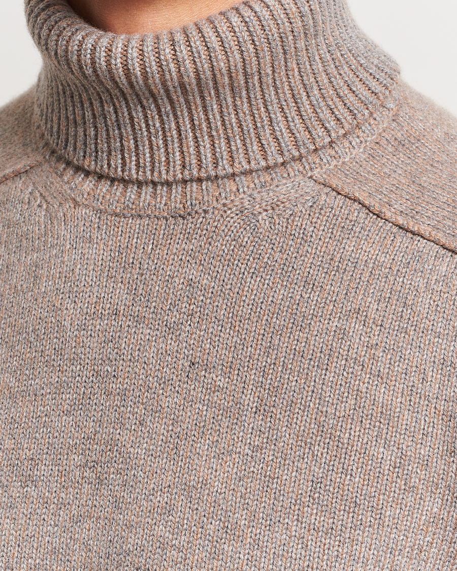 Mies | Puserot | Zegna | 5 Gauge Cashmere Rollneck Beige Melange