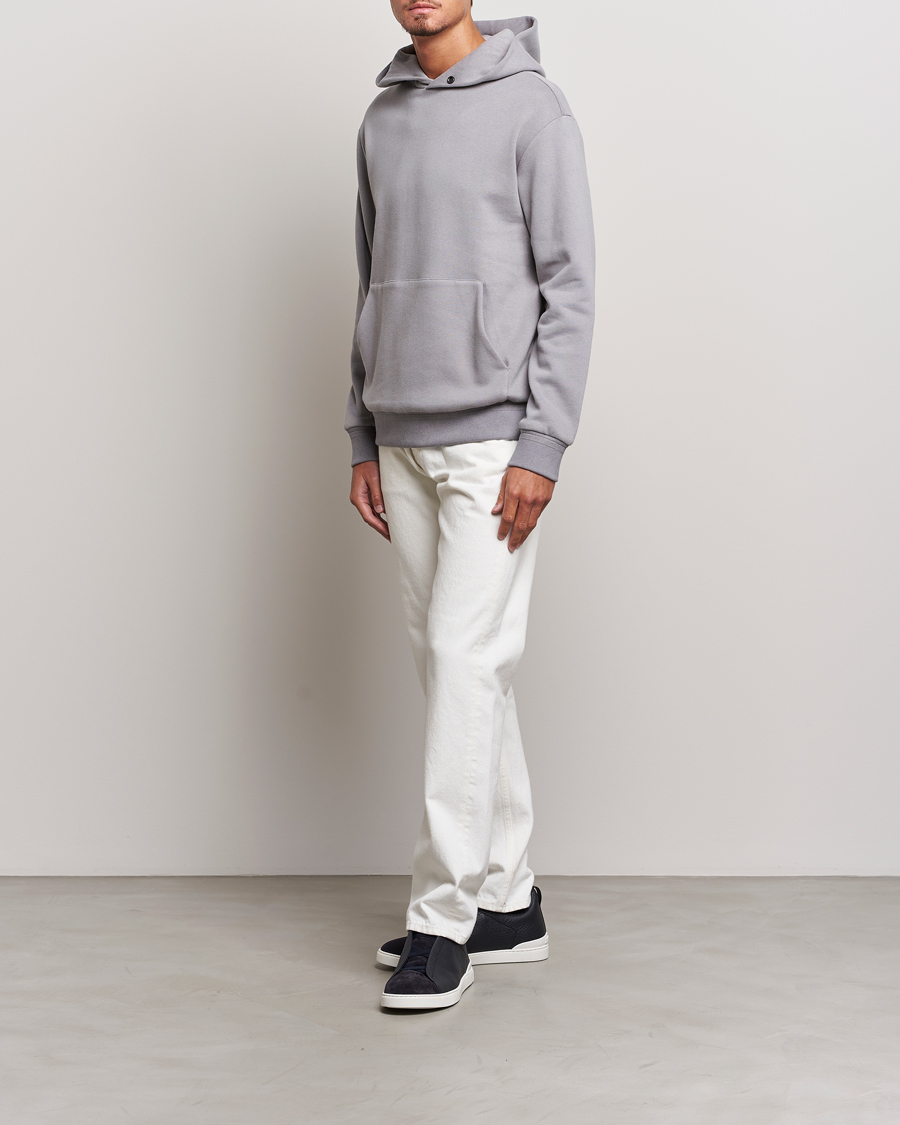 Mies | Puserot | Zegna | Cotton/Cashmere Hoodie Light Grey