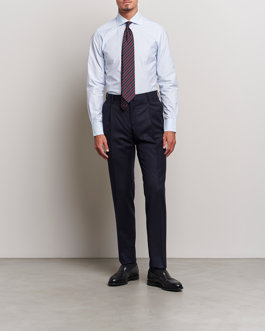 Mies | Kauluspaidat | Zegna | Slim Fit Check Dress Shirt Light Blue