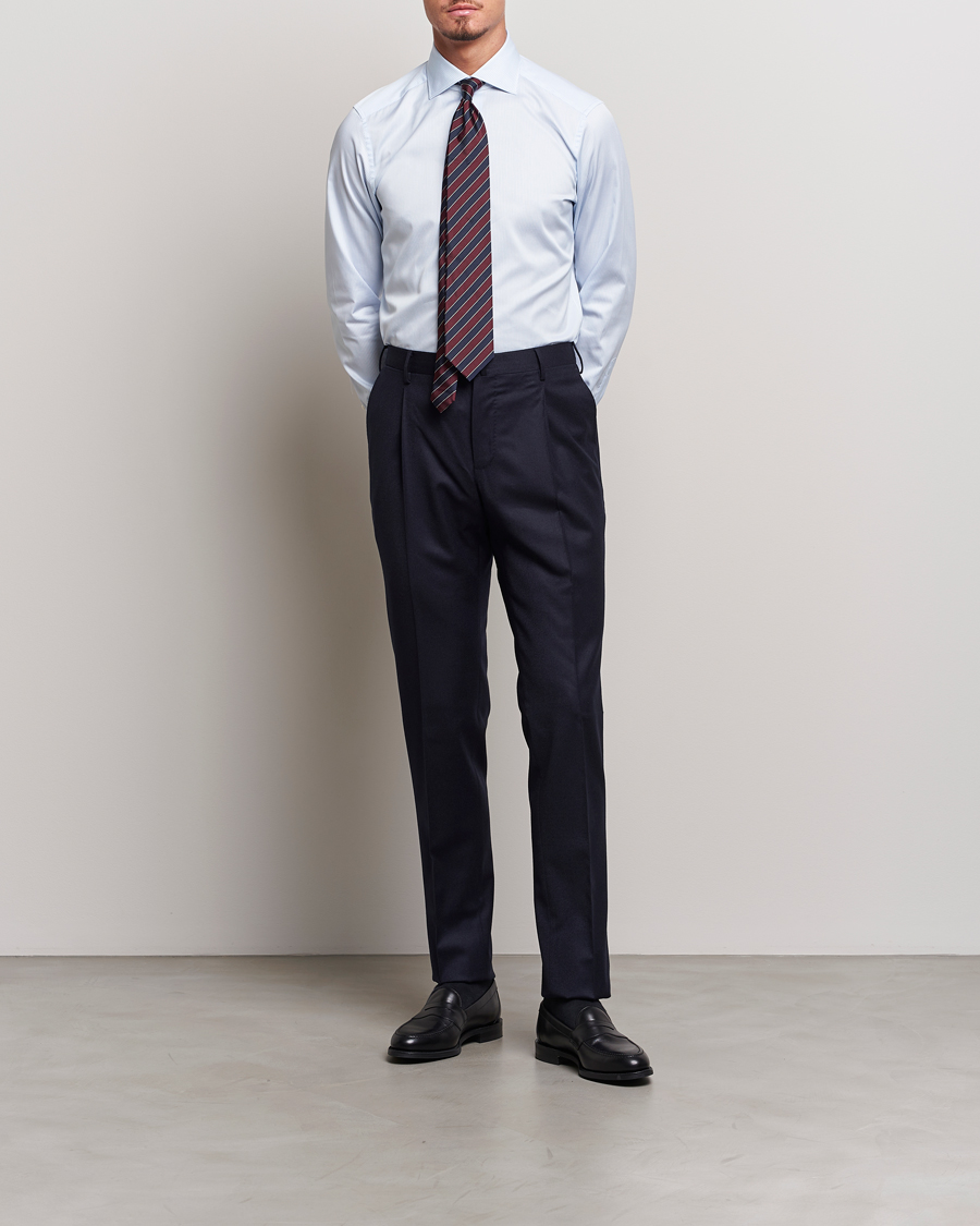 Mies | Kauluspaidat | Zegna | Slim Fit Striped Dress Shirt Light Blue