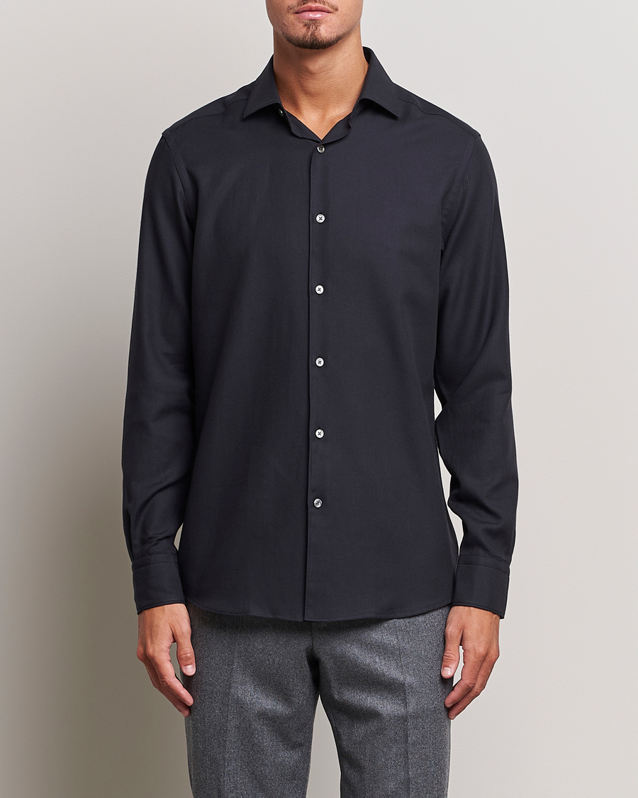 Mies | Quiet Luxury | Zegna | Cotton/Cashmere Casual Shirt Navy
