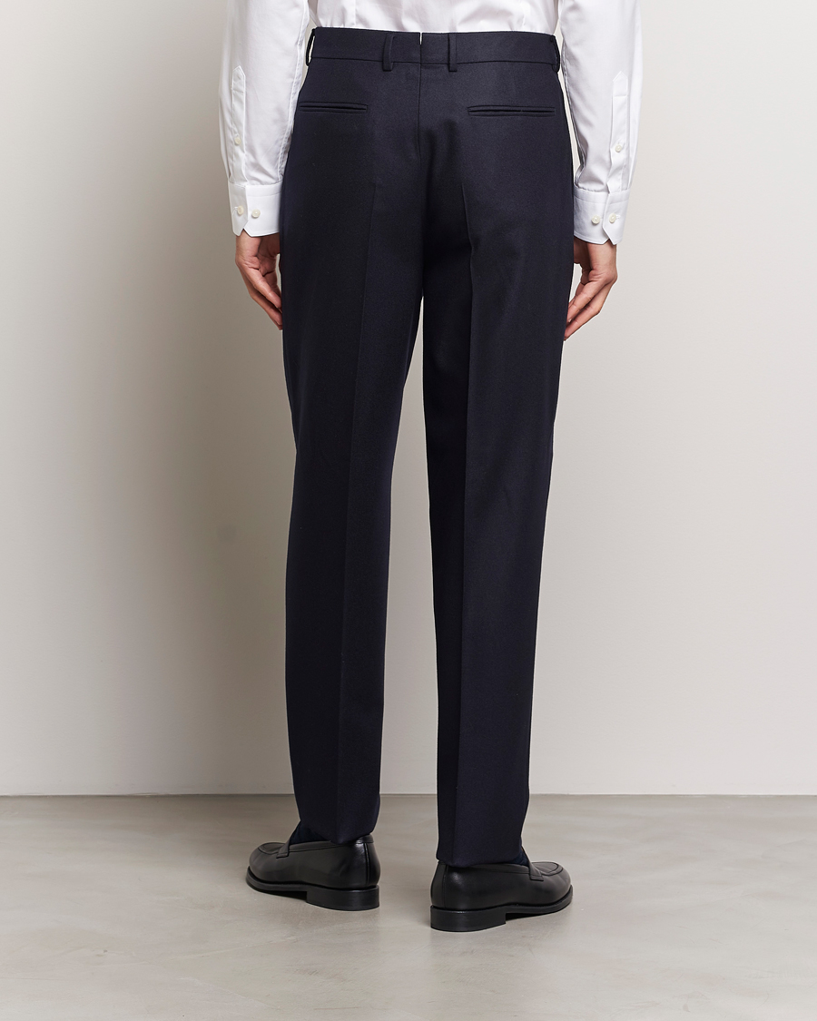 Mies | Housut | Zegna | Pleated Flannel Trousers Navy