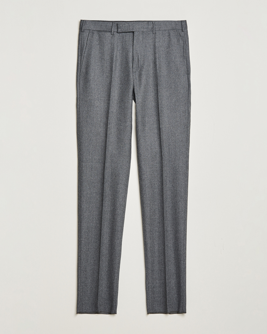 Mies | Zegna | Zegna | Carded Flannel Trousers Grey Melange