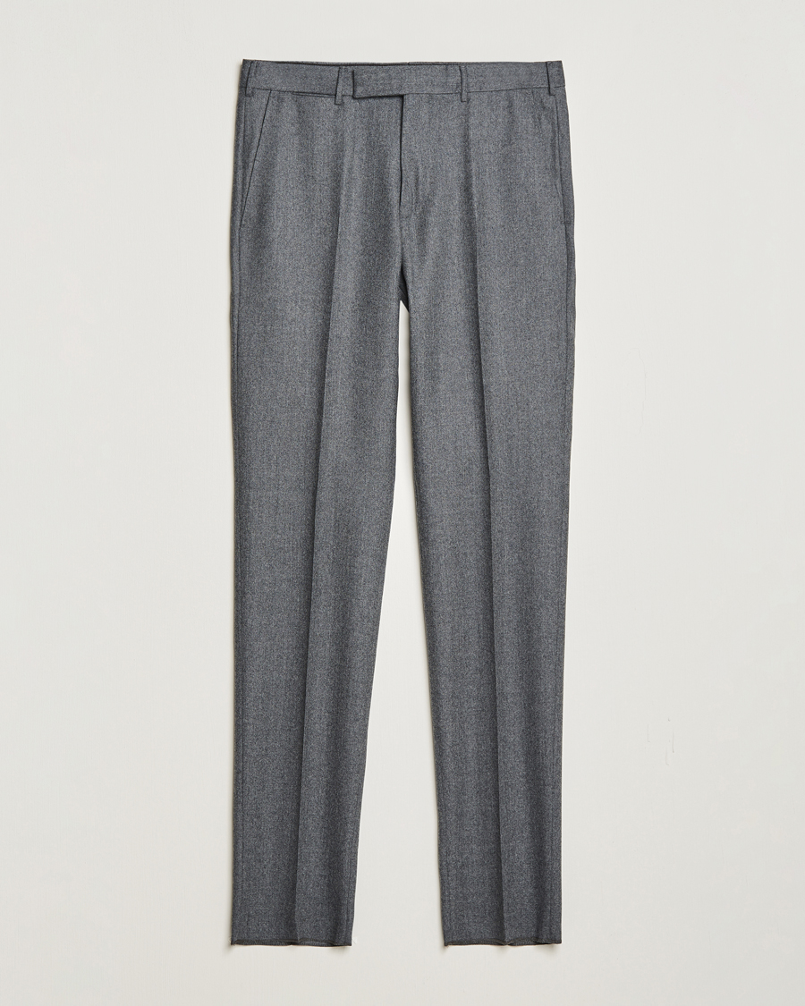 Mies | Housut | Zegna | Carded Flannel Trousers Grey Melange