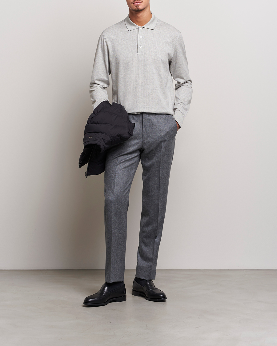 Mies | Housut | Zegna | Carded Flannel Trousers Grey Melange