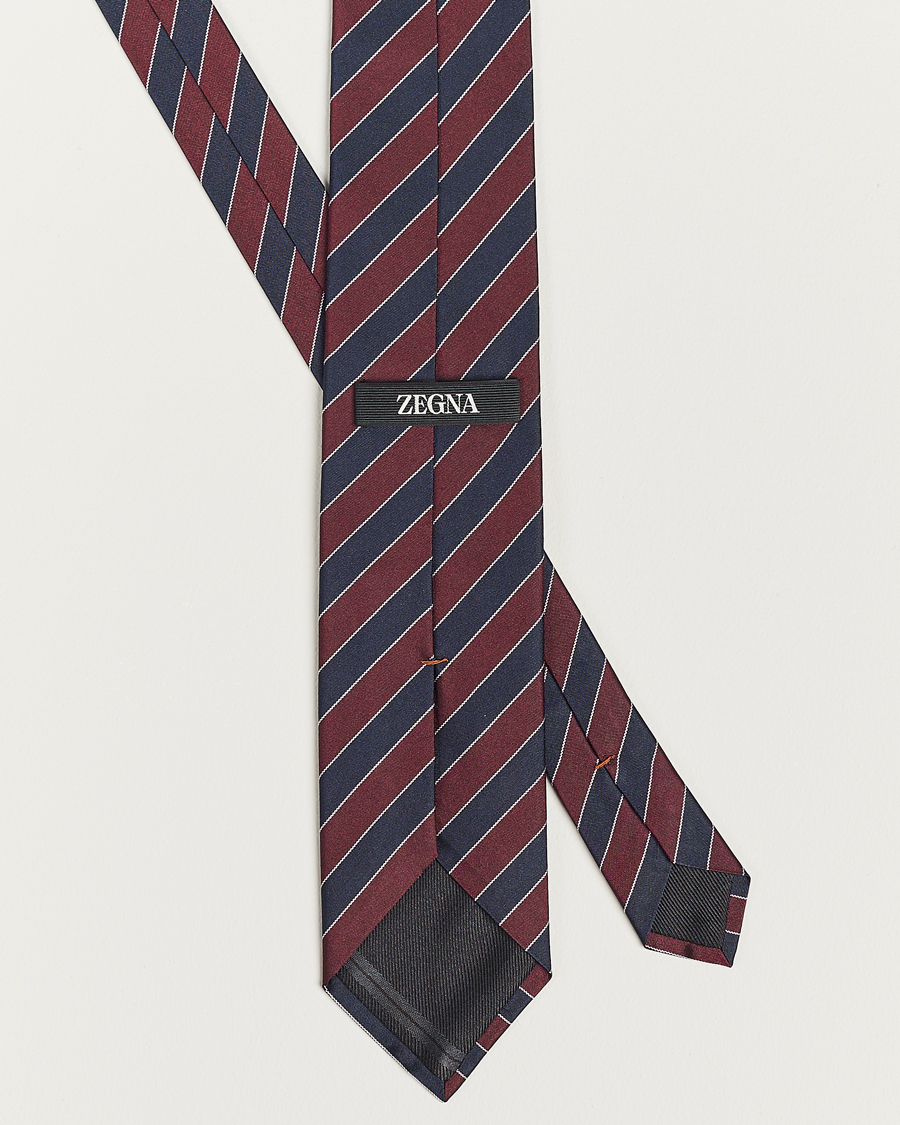 Mies | Zegna Regimental Stripe Silk Tie Navy/Burgundy | Zegna | Regimental Stripe Silk Tie Navy/Burgundy