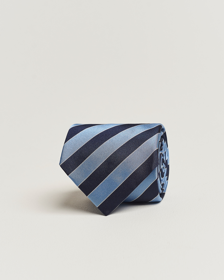 Mies | Zegna Regimental Stripe Silk Tie Navy | Zegna | Regimental Stripe Silk Tie Navy