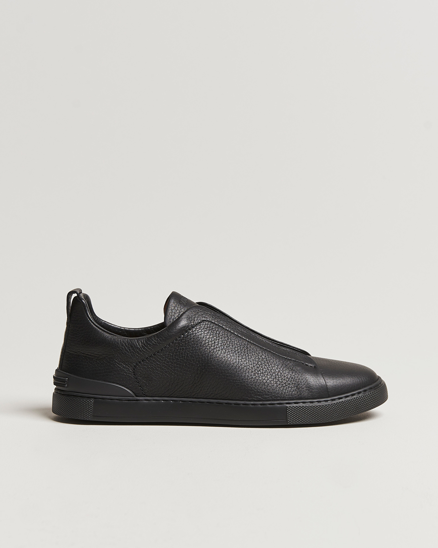 Mies |  | Zegna | Triple Stitch Deerskin Sneakers Black