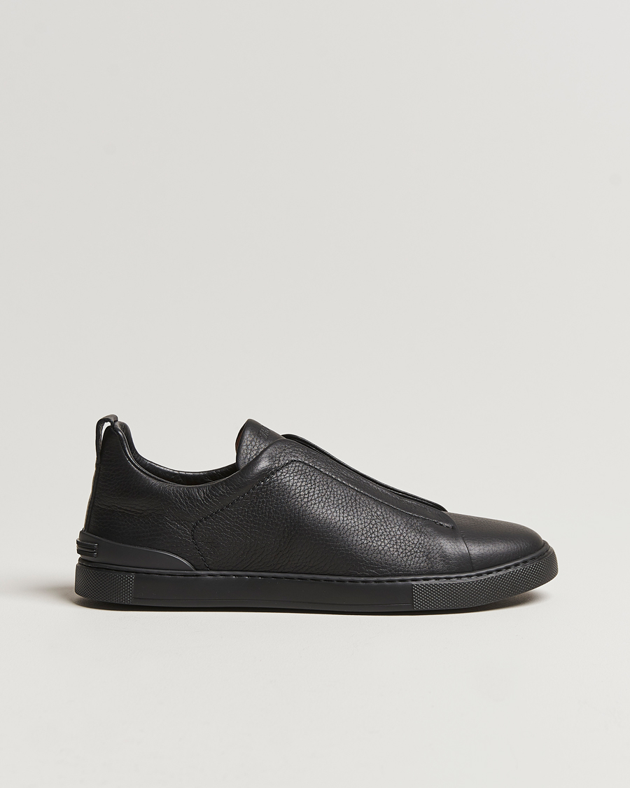Mies | Zegna Triple Stitch Sneakers Full Black Deerskin | Zegna | Triple Stitch Sneakers Full Black Deerskin