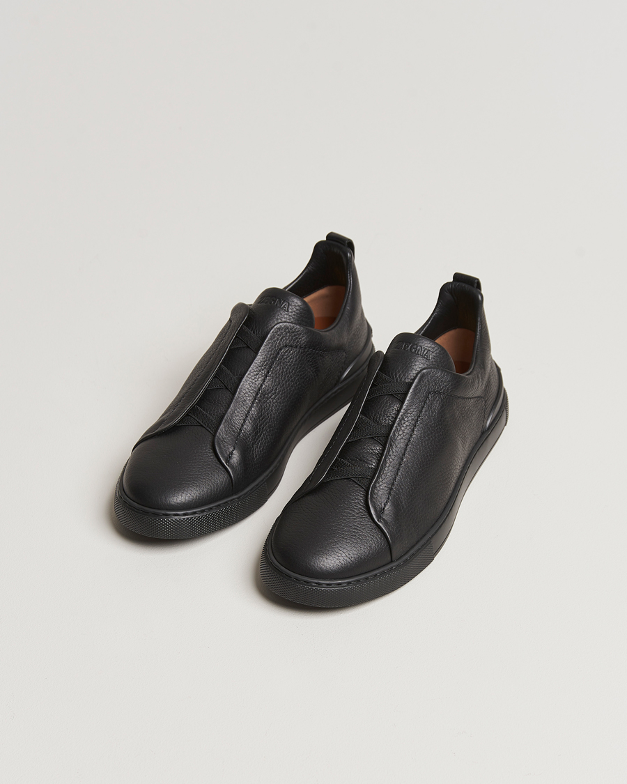 Mies | Zegna Triple Stitch Sneakers Full Black Deerskin | Zegna | Triple Stitch Sneakers Full Black Deerskin