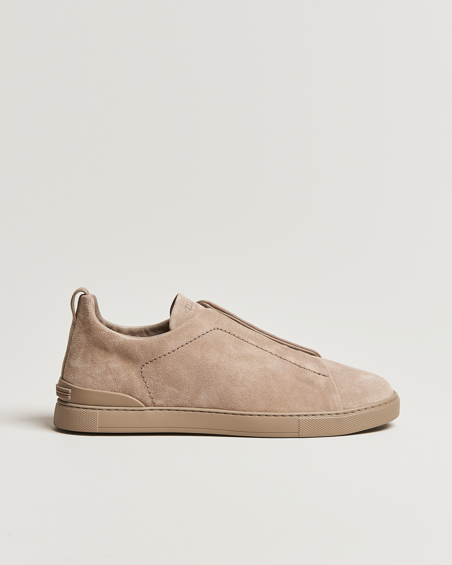 Mies | Zegna Triple Stitch Sneakers Full Beige Suede | Zegna | Triple Stitch Sneakers Full Beige Suede