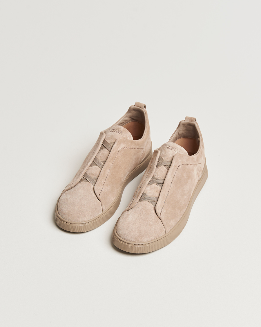 Mies | Zegna Triple Stitch Sneakers Full Beige Suede | Zegna | Triple Stitch Sneakers Full Beige Suede