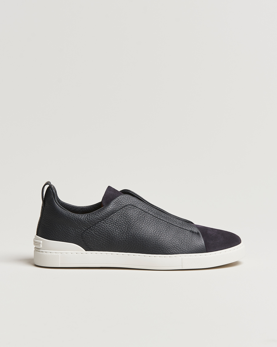 Mies | Zegna Triple Stitch Bi-Material Sneakers Navy | Zegna | Triple Stitch Bi-Material Sneakers Navy