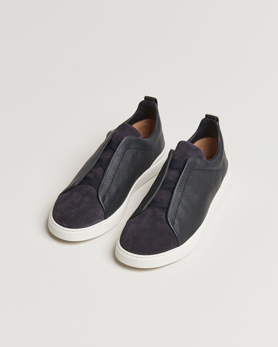Mies | Zegna Triple Stitch Bi-Material Sneakers Navy | Zegna | Triple Stitch Bi-Material Sneakers Navy