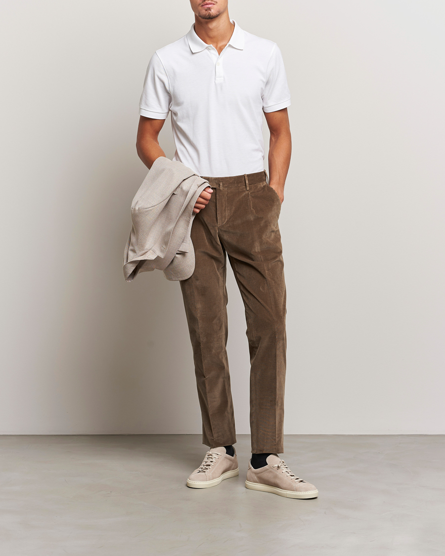 Mies | Housut | PT01 | Slim Fit Pleated Corduroy Trousers Taupe