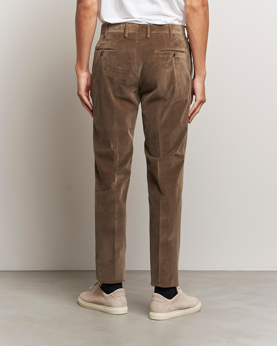 Mies | Housut | PT01 | Slim Fit Pleated Corduroy Trousers Taupe