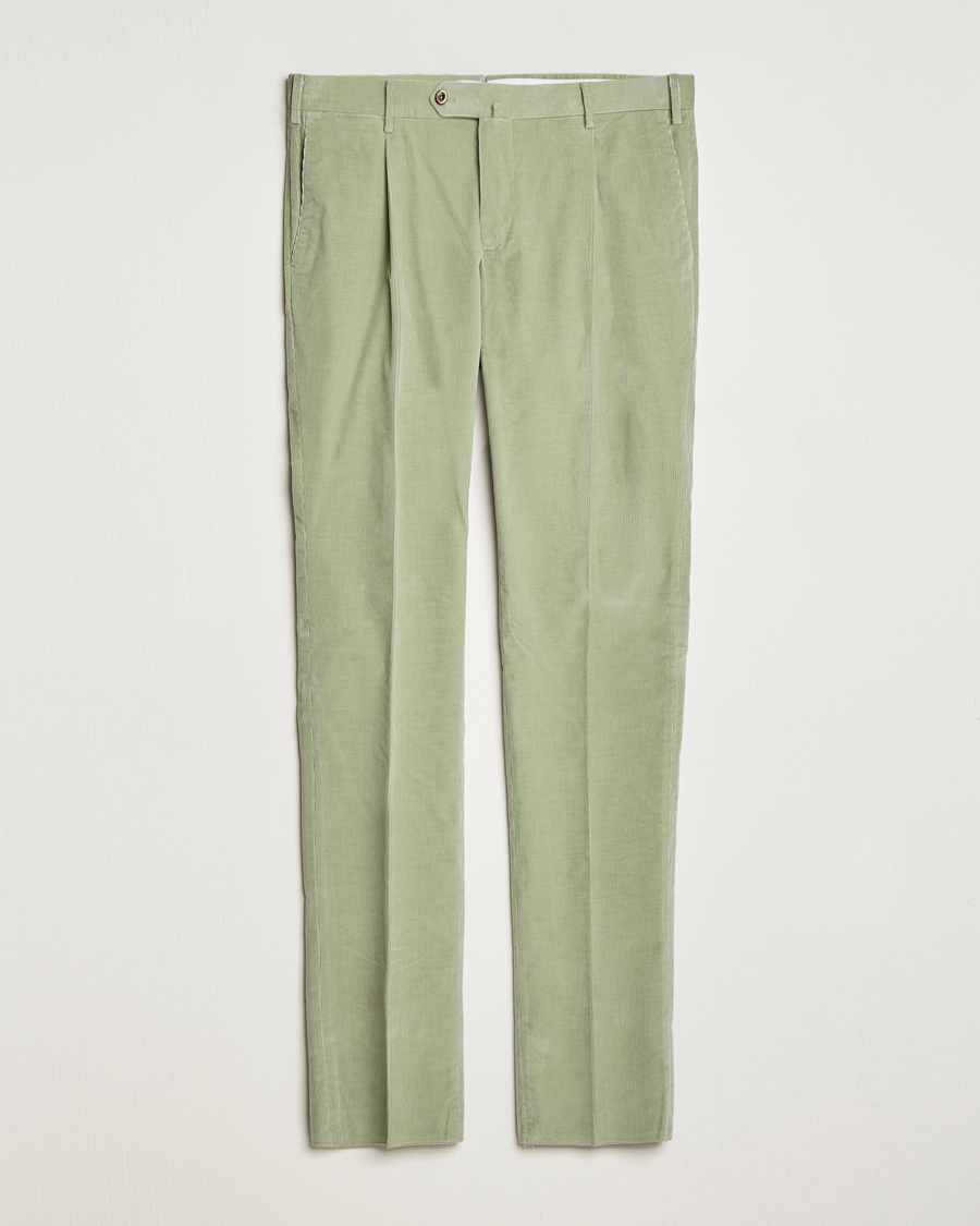 Mies | Housut | PT01 | Slim Fit Pleated Corduroy Trousers Mint
