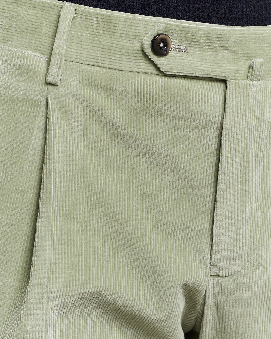 Mies | Housut | PT01 | Slim Fit Pleated Corduroy Trousers Mint