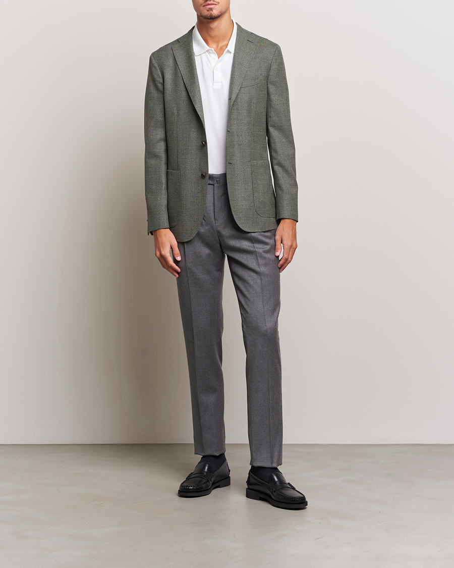 Mies | Housut | PT01 | Slim Fit Pleated Flannel Trousers Grey Melange